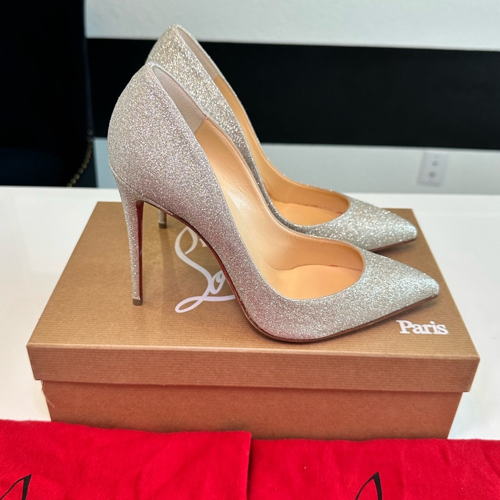 Christian Louboutin Pigalle Follies Ivory Glitter 100 - Picture 5 of 7